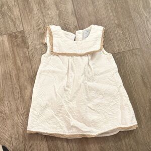 Tahari Baby Textured White and Tan Dress